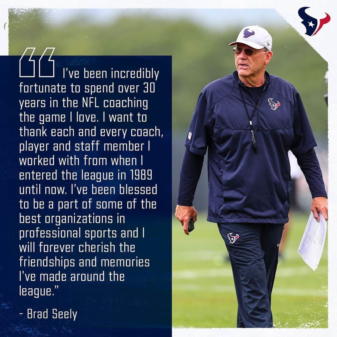 ヒューストン・テキサンズさんのインスタグラム写真 - (ヒューストン・テキサンズInstagram)「Special Teams Coordinator Brad Seely has announced his retirement.」6月6日 8時29分 - houstontexans