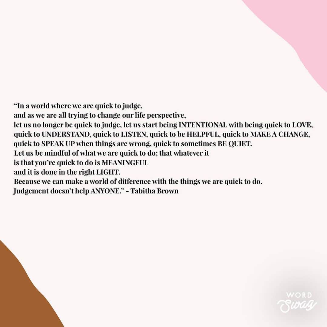 ティナ・マジョリーノのインスタグラム：「@iamtabithabrown ‘s words need to be on my grid forever. So here they are. Thank you wonderful Tabitha. 🙏🏻❤️ #QuickToListen #QuickToUnderstand #QuickToSpeakUp #QuickToLove」