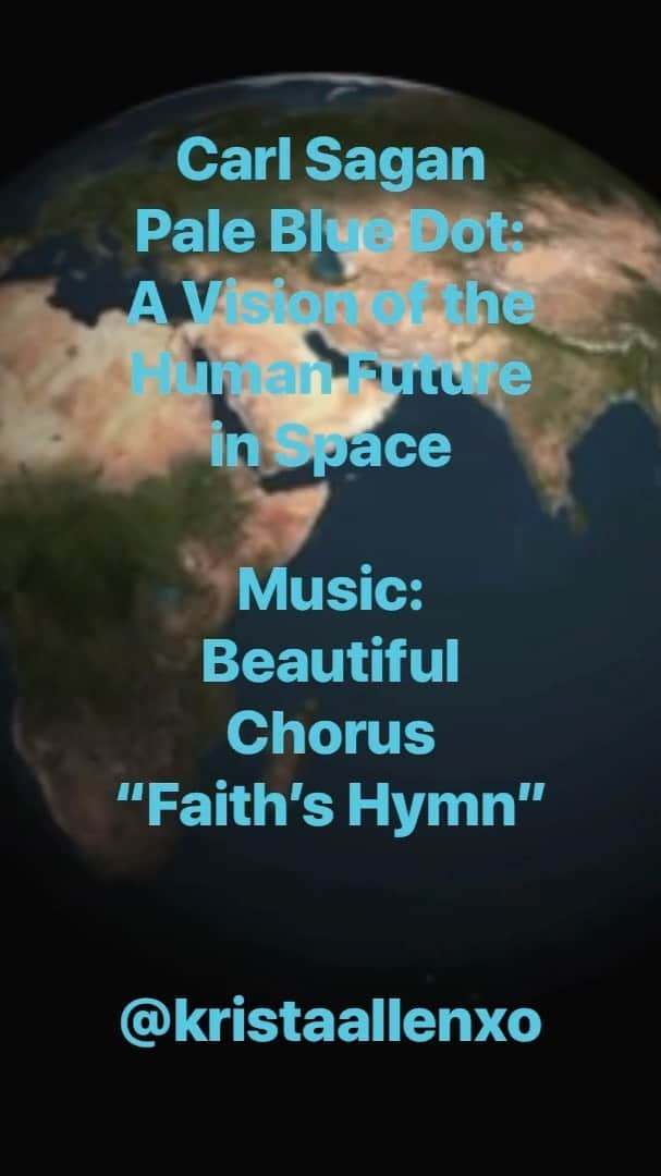 クリスタ・アレンのインスタグラム：「Closing out the day with Carl Sagan tonight ... This passage from his book A Pale Blue Dot is an incredible reminder  to see the beauty in things, even when they aren’t pretty -  It’s never easy to do that. ... it’s a matter of focus, a shift in perspective ... ... and the responsibility to deal more kindly with one another.  And if all else fails, there’s always pizza.  Music by  @beautifulchorus ✨  #carlsagan #thepalebluedot #home #thisisus #solidarity #iloveyou #iseeyou #ihearyou #deepthoughts」