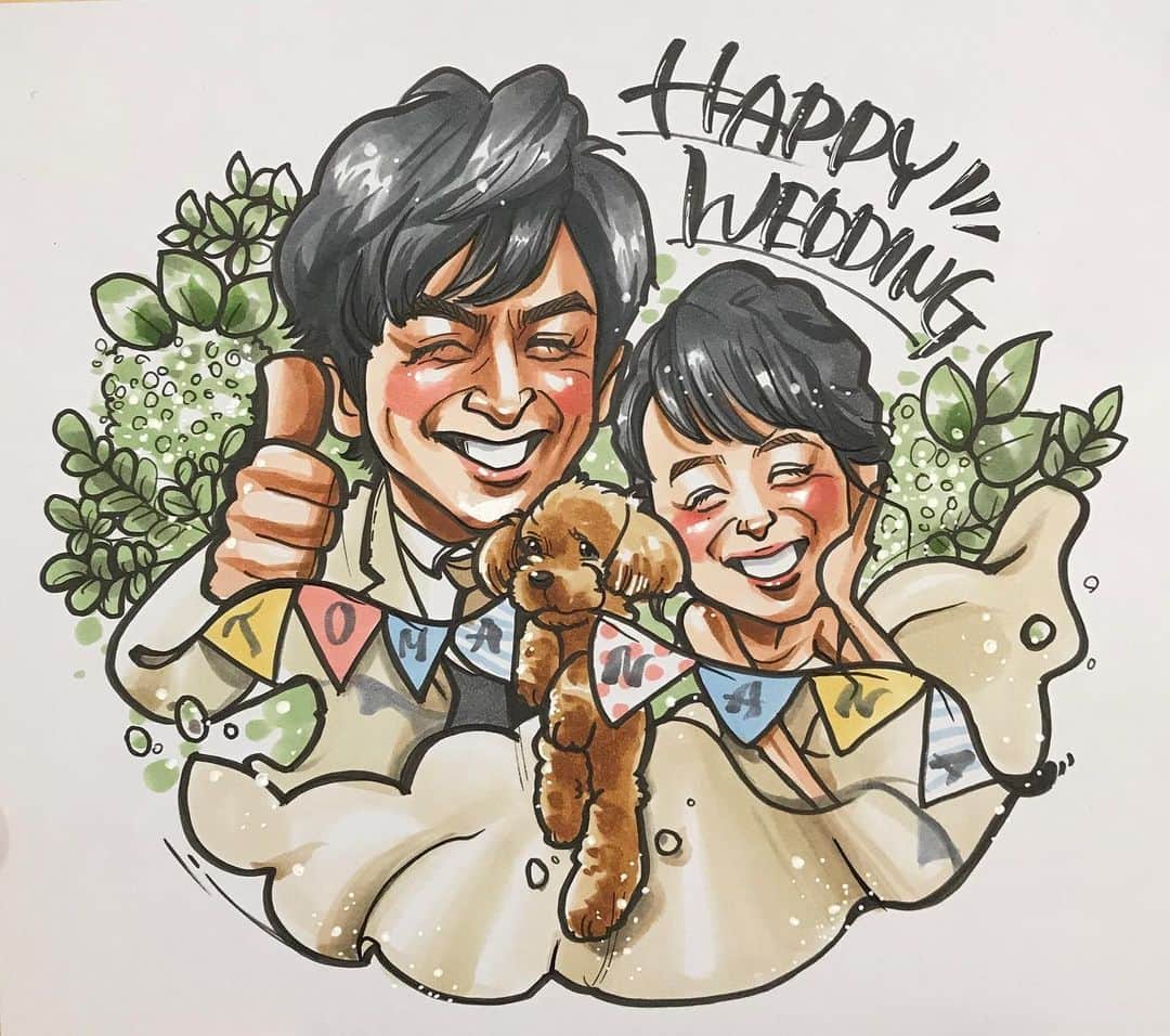 似顔絵★𝗚𝗢𝗥𝗜𝗞𝗜𝗡𝗚のインスタグラム：「. . . まさかまさかの、 ご結婚ーーーーー❤️💒⭐️✨ . おめでとうございますーーー🔥🔥🔥🔥❣️ . . びっくりしたー😲❤️❤️ 生田斗真さんと、清野菜名さんご夫妻😍⭐️✨ . . . しかもお似合いすぎるッッッ❤️ 末長くお幸せに❤️❤️❤️ . . . それにしても生田さん難しすぎる😭w 鼻高い方は書くのは苦戦するんだよーーー👃🌹w . . . . @seinonana . . . . . ❌❌現在は、予約受付終了してます❌❌ 。 . . .  2020年度ご予約のお客✨ 現在15番までの方へ案内中です🌟✨💕 DMの確認いただきgmailへ返信宜しくお願い致します🙇‍♀️🌟✨✨ . . . .  次回の予約応募は、2020年のご予約分を書き終える予定の 来年春から夏頃の、、、予定です。 ※あくまでも予定なので前後します🙇‍♀️ . . . .  オーダー再開の際には 人数制限あるため必ず予約ができるわけではございません。 そのことも踏まえた上で 次回ご検討いただけると嬉しいです(^^) . . また、結婚式の使用を考えてくださる方も多いです✨  前々からお伝えしていますが、 基本的に予約順に対応しているため、 近々の納期を希望される方は、 対応できないこともあるので、 あらかじめご了承ください💦 . . . . . ※今回予約が取れた方へ※ . .  写真がまだ用意できてない、入金が遅れそうなど、状況により、順番が前後することもございます‼️ あらかじめご了承ください。 。 . . . また、芸能人、キャラクターのオーダー、パロディ風オーダーはお断りしています。  芸能人については、ご本人様に直接プレゼントなどはOKです。 . . . . . . 💰料金表は過去投稿記事みてね❤💰 . . . . . ➡️ハッシュタグ⇨ goriking117料金表2019⬅️ . . ✨✨✨✨✨✨✨✨✨✨✨✨✨✨✨✨ @by.goriking のアカウントでは、 過去書かせて頂いたお客様方からの、 似顔絵のその後のお写真をいただき、 投稿しております^ - ^❤️❤️ 玄関に飾ってある似顔絵、 渡した瞬間のお写真、 ご本人とのお写真などなど💕 いろんな場面でのお写真お待ちしております^ - ^✨⭐️ . . . .  #似顔絵#pencildrawing#drawing#pencil#illust#painting#art#artwork#絵描きさんと繋がりたい#似顔絵師#gorikingの似顔絵屋さん#生田斗真#清野菜名#芸能人#ジャニーズ#美男美女#結婚#Johnnys#ジャニーズ事務所#おめでとう#🐶#可愛い#素敵なご夫婦#仲良し夫婦#仲良し家族#comicart#anime#animeart#comicartist#animejapan」