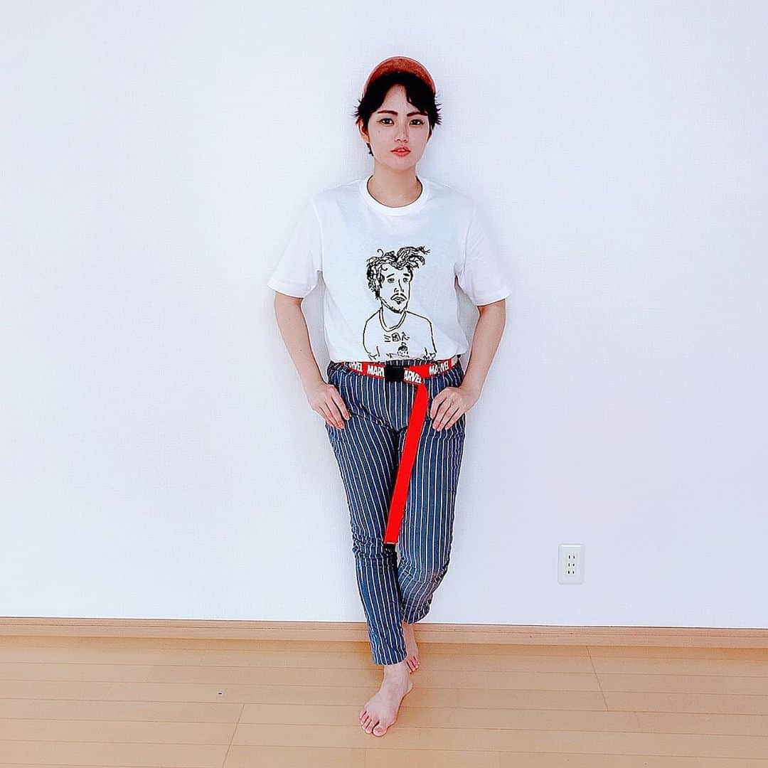 のインスタグラム：「#水曜どうでしょう #stayhome #Tシャツ  #ステイホーム#大泉洋 さん#HTB #三国志#水曜どうでしょう新作  ##instafasion#instacode #fasion#code#tシャツコーデ #Tshirt #MARVEL#marvelcomics #アメコミ#アメコミコーデ#帽子#帽子コーデ #派手髪 #派手髪ショート #purple#写真好き #写真撮ってる人と繋がりたい」