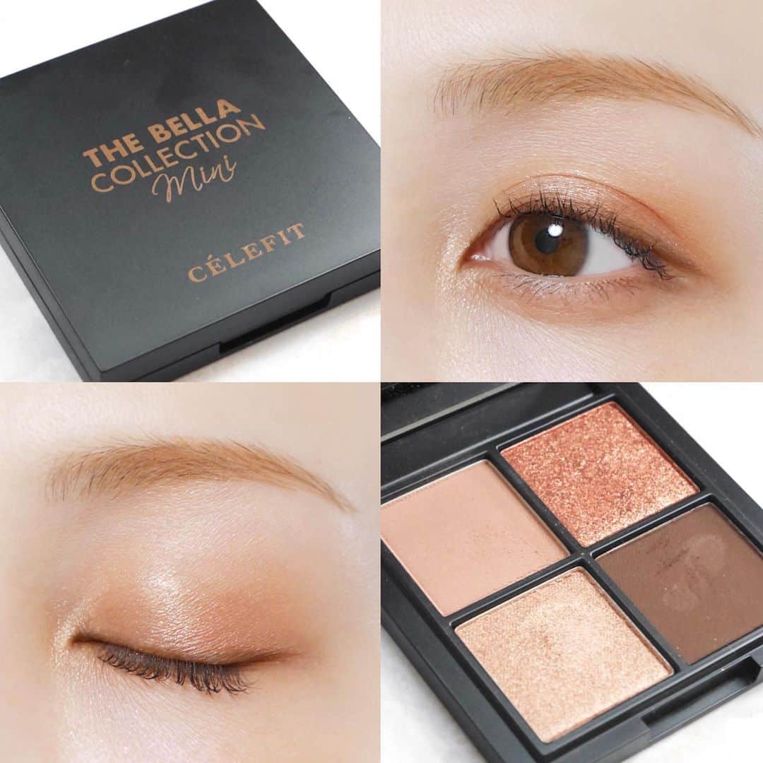 のインスタグラム：「ℂ𝔼𝕃𝔼𝔽𝕀𝕋 のミニアイシャドウ💄💕﻿ ﻿ ﻿ ﻿ CELEFITから新しく発売された﻿ BELLAコレクション﻿ (mini)アイシャドウパレット✨﻿ ﻿ ミニ版でた〜👏🏻😆✨拍手﻿ ﻿ 3色展開で今回使ったのは﻿ 赤みブラウン系のエピソード＃01。﻿ ﻿ 楽天やQoo10で今なら2,300円程でした☺️﻿ (定価約3,000円)﻿ ﻿ 【メイク手順】﻿ ①クリームをアイホール上下に囲むようにのせる﻿ ②モカを上瞼の目尻側2分の1に﻿ ③ラテを目頭、涙袋、上瞼中央にのせる﻿ ④ショコラをアイラインとして引く﻿ ﻿ 完成！﻿ ﻿ 01はキラキララメラメというよりは﻿ 程良い艶とパール感で上品さのある感じ！﻿ ﻿ 大きいパレットの方も使いやすかったけど﻿ これくらいが持ち歩きにはやっぱり良いね😉﻿ ﻿ ブラシでとると粉落ちが少し気になるけど﻿ 見たまましっかり発色するし﻿ 肌へのフィット感も◎﻿✨ ﻿ 6月にアイシャドウのBIGSALE💸が﻿ あるらしいので気になる方はチェックしてね👏🏻💕 ﻿ ﻿ ﻿ 📍https://www.qoo10.jp/g/675882182﻿ 📍https://item.rakuten.co.jp/celefitclub/10000016/﻿ #コスメ好き#コスメレポ#コスメ垢#コスメレビュー#コスメスウォッチ#セレフィット#韓国コスメ#韓国メイク#メイク垢#美容垢#美容好き#今日のメイク#メイク動画#BELLAコレクションミニアイシャドウパレット#CELEFITtgeBELLACollectioneyeshadowpalette#CELEFIT#howto#makeup#cosmetics#motd#화장품#化妆品」