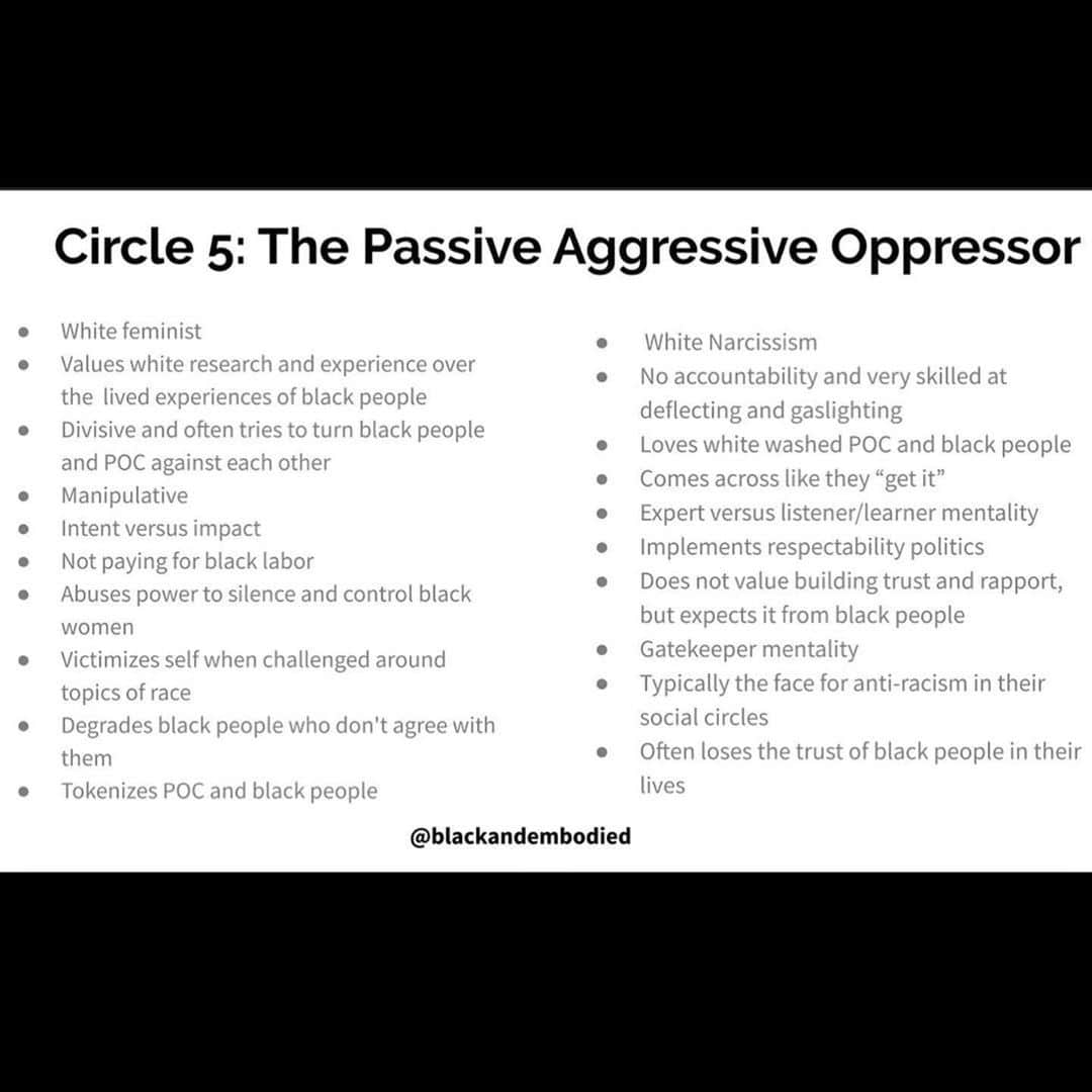 コートニー・ラブさんのインスタグラム写真 - (コートニー・ラブInstagram)「I recognized ( to my surprise) some of my own behaviors in these “7 Circles of Whiteness”  by a licensed mental  health therapist. Take some time to read it  please. You will recognize your stuff too ,I think . If you repost it you must tag her (@blackandembodied) . I’m seeing too many people not using their platform  effectively. Tag the originators of the content . You repost, then, you get out of the way . You do not make it about you . Thanks 😊 . Please read , it was helpful. #keymakersnotgatekeepers  #BlackLivesMatter  #Repost @blackandembodied ・・・ I came up with this content a couple of weeks ago, but thought it would be appropriate to post today . Especially considering some of the behaviors and comments that I have seen on social media and in the world lately. • I created the concept of The 7 Circles of Whiteness to put a name to some of the people we are experiencing daily. Someone can be in multiple circles! I am intentional about that overlap so that white people can’t just say,” oh I’m in circle 7, I’m good” ...No you may be in circle 2, 4 and 5 at the same time, and circle 7 is not a point of arrival but a place of existence. Take a seat! I’m sure we have all dealt with people in each of this circles and within the intersections of the overlaps. There was so much more to put in each of these, by no means is this the extent! . . .  Link in bio to Alishia McCullough’s site . For her writings on black mental health .」6月7日 6時49分 - courtneylove