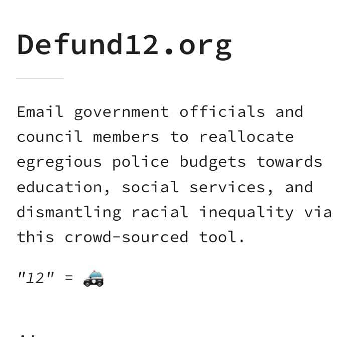 ブレンダン・ハインズのインスタグラム：「this is a great tool to easily email your local reps to #defundthepolice  and i'd like to reiterate FUCK that "8 can’t wait" bullshit. fuck anything that says "reform" is possible. that's the cops talking and the cops lie.」