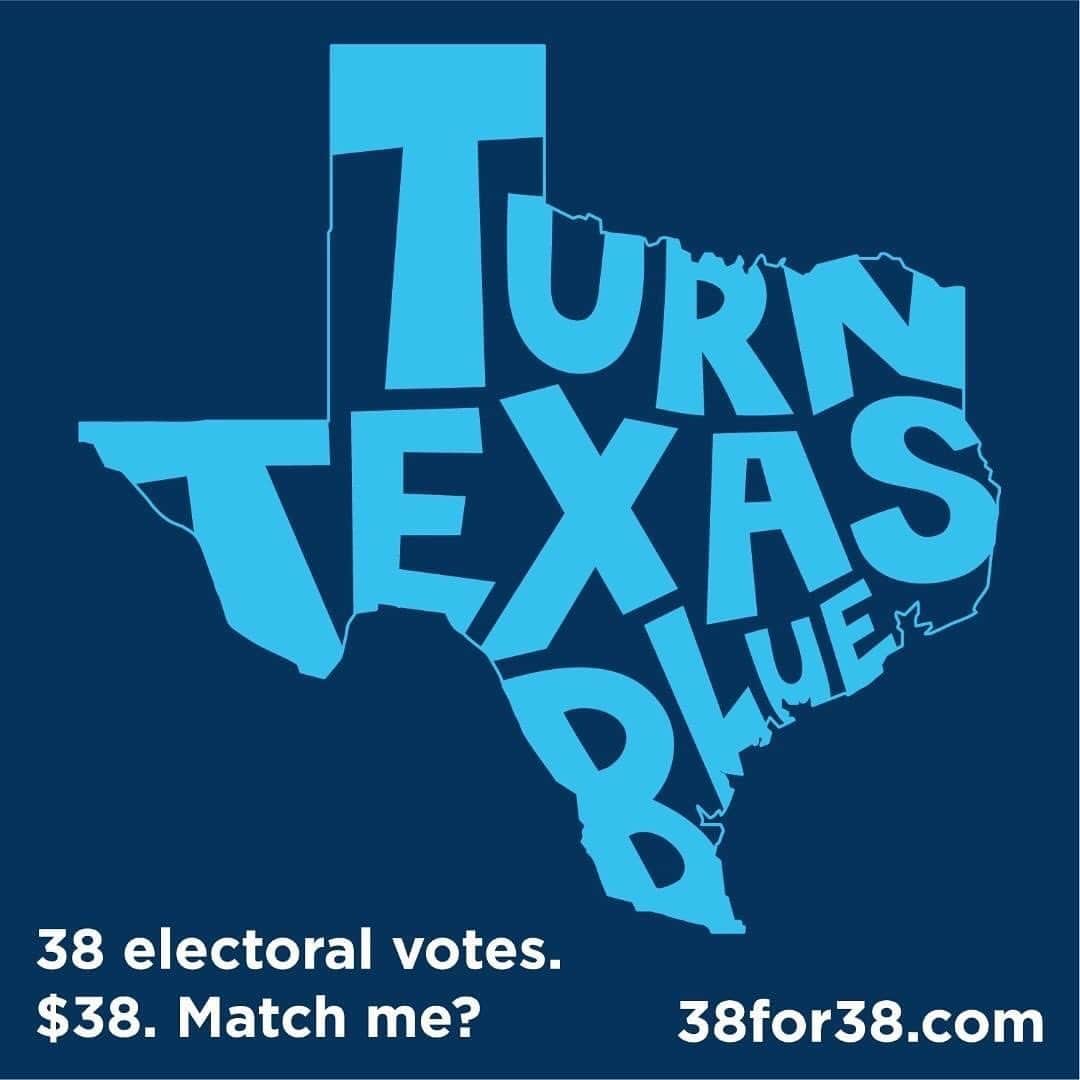マックス・カーバーのインスタグラム：「Win Texas. Lose Trump.  Donate at 38for38.com and please share!  With 38 electoral votes, Texas can change this country for a generation if we #TurnTexasBlue together.  Every $1 can register 2 Texans to vote! Join the movement!  #38for38」