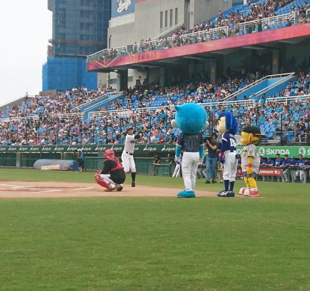 ニッチロー'さんのインスタグラム写真 - (ニッチロー'Instagram)「台湾プロ野球での始球式はマスコットに見守られながら打席へ  #台湾プロ野球  #始球式 #台湾 #プロ野球 #野球 #ベースボール #ニッチロー' #taiwan  #baseball」6月7日 12時58分 - nicchiro5.1