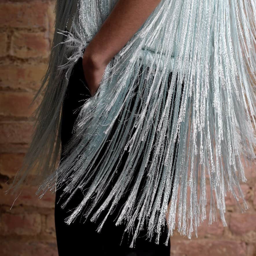 のインスタグラム：「Fall winter2020 hand embroidered fringe tank. #sharonwauchob #aw20 #madeinengland」