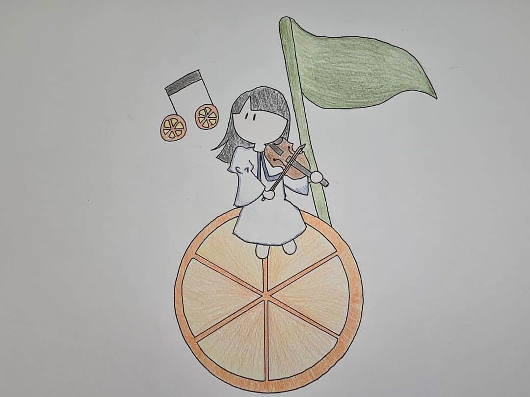 高岡薫のインスタグラム：「色鉛筆で塗った絵〜！！ #るんばの一日一絵」