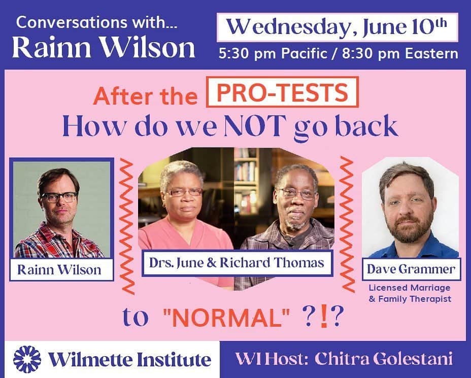 レイン・ウィルソンさんのインスタグラム写真 - (レイン・ウィルソンInstagram)「Should be a fascinating discussion that I’m participating in with the brilliant Doctors Thomas, June and Richard (from University of Michigan). How do we not go back to the same old racial normal? A Baha’i Faith perspective on healing racism and enacting REAL social change. (link in bio) Bit.ly/WhyRainn」6月9日 5時16分 - rainnwilson