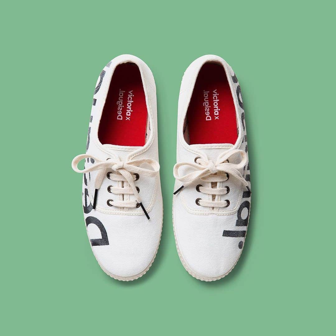 デシグアルのインスタグラム：「Let us bring you back to the best summers made in Spain!  Revive those sunny days wearing #VictoriaXdesigual . Our first sneakers collaboration created with the legendary Spanish brand @victoria_shoes. Three limited edition styles that reinvent an 80s icon with a Desigual twist. Which one is your favorite?」