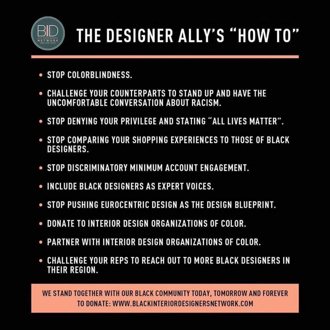 Grace Bonneyのインスタグラム：「Yes! More more more. Ideas to read and act on from @blackinteriordesignersnetwork - see their page and donate at the link in their bio.」