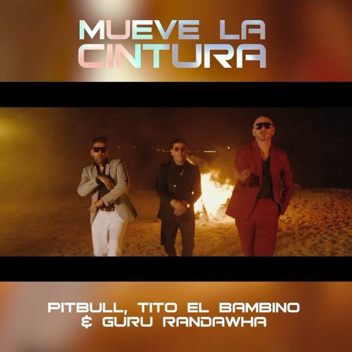 ピットブルのインスタグラム：「The official video for #MueveLaCintura by yours truly with @titobambinoelpatron & @gururandhawa is out now on @youtube Dale!」