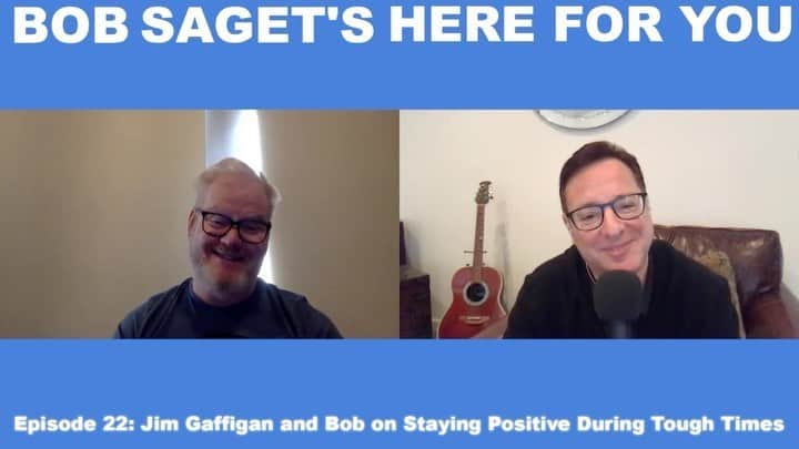 ボブ・サゲットのインスタグラム：「TODAY’S NEW PODCAST EP 22 - “Jim Gaffigan and Bob on Staying Positive During Tough Times.” Love @jimgaffigan so much and enjoyed our conversation a lot. He’s as kind and empathetic as he is hilarious. @applepodcasts -Listen and subscribe at—> apple.co/bobsaget」