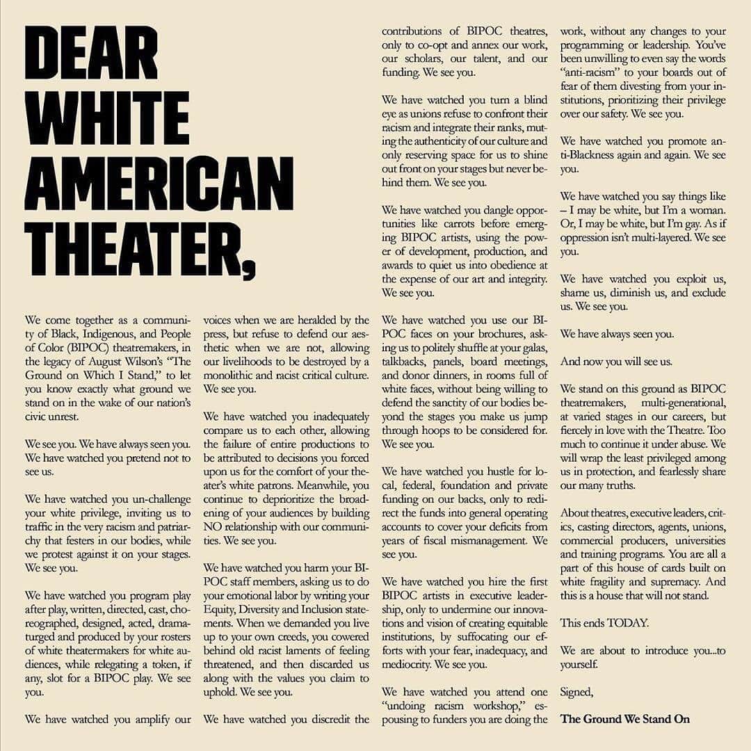 Kelly McCrearyさんのインスタグラム写真 - (Kelly McCrearyInstagram)「I signed and stand in solidarity with my fellow BIPOC theater makers. Dear White American Theater...www.weseeyouWAT.com #weseeyou」6月9日 13時57分 - seekellymccreary