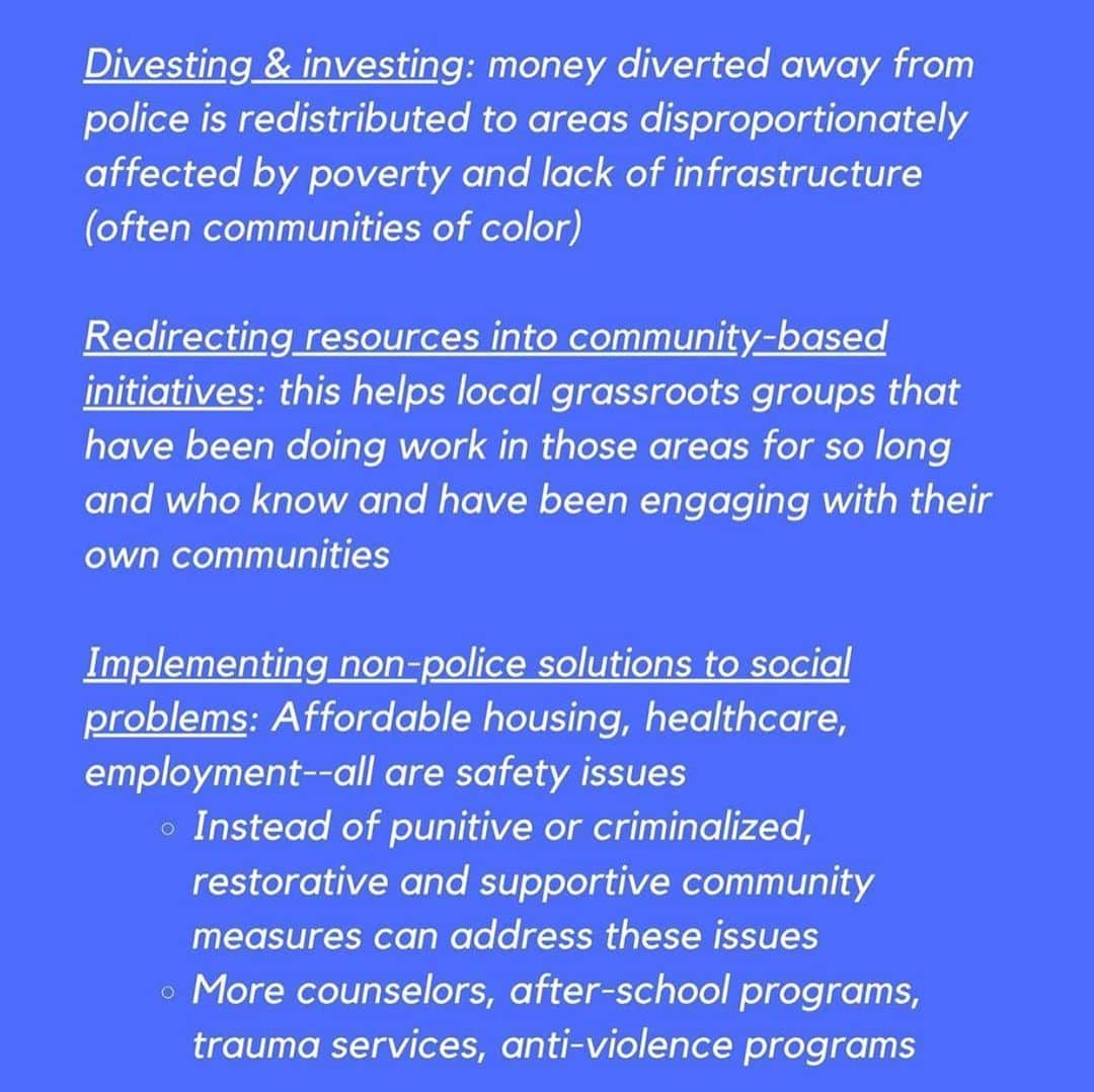 ナタリー・ポートマンさんのインスタグラム写真 - (ナタリー・ポートマンInstagram)「When I first heard #defundthepolice, I have to admit my first reaction was fear. My whole life, police have made me feel safe. But that’s exactly the center of my white privilege: the police make me as a white woman feel safe, while my black friends, family and neighbors feel the opposite: police make them feel terror. And for good reason. Police are the 6th leading cause of death for black men in this country. These are not isolated incidents. They are patterns and part of the system of over-policing of black Americans. Reforms have not worked. Minneapolis, where George Floyd was murdered, is one of the most progressive police forces in the country, having undergone extensive anti-bias training. I am grateful to the leaders in the @mvmnt4blklives who have made us question the status quo. And who have made us imagine, what a world could be like in which we invested in nourishing people; (in their education, healthcare, environment, shelter)— rather than putting all of our money into punishment. I’ve gotten to the age in my life, where if my gut feels uncomfortable, I take the situation as wrong. But this concept initially made me uncomfortable because I was wrong. Because the system that makes me feel comfortable is wrong. #defendblacklives#defundthepolice  Swipe right for additional resources via @theslacktivists」6月9日 7時02分 - natalieportman