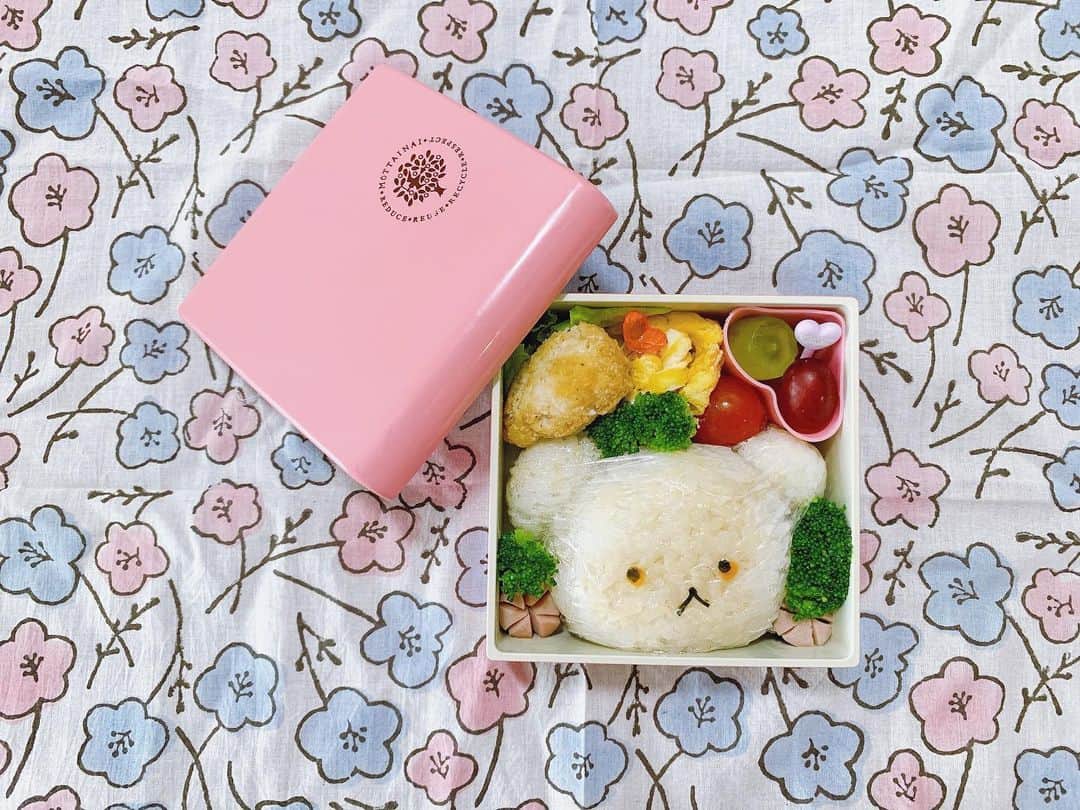 kinaxのインスタグラム：「. good morning(๑′ᴗ‵๑)☀in Japan, and good afternoon, good evening, good night for world friends! . 今日も暑くなるみたいだけど そろそろ梅雨模様になってくるみたいだね☔️ 引きこもり期間で日にちの感覚が狂っていたけど もう6月だもんねぇ☁️ . 早いねぇーʕ •́؈•̀ ₎ . . さてさて今日はむちこさんの好きな こぐまちゃん絵本のしろくまちゃんʕ•ᴥ•ʔ . ちょっと浅めのお弁当箱だったから ちゃんと閉まるかなー？と思って一旦蓋を閉めたら 顔がぺたんこになっちゃった笑 . むちこさんはご飯が好きで、おかずよりご飯！らしいので お米率が高めのお弁当です🍙 . . 話はちょっと変わって 昨日ソルを抱っこしているときに 何かに驚いたルナがすごい勢いで走っていって それに驚いたソルが腕の中で大暴れしたので 腕にザーッと長めの傷が(´Д` ) . 誰も悪意がなかったのだけれども！ いたいよ！笑 . . みんなも爪と熱中症に気をつけてねー🏝 . . #kinaxおべんと #久しぶりすぎて上手く作れない #今月はコロナの影響で #毎日お弁当です #悩ましい #kinaxfood #こぐまちゃんえほん #しろくまちゃん 2020/06/09」
