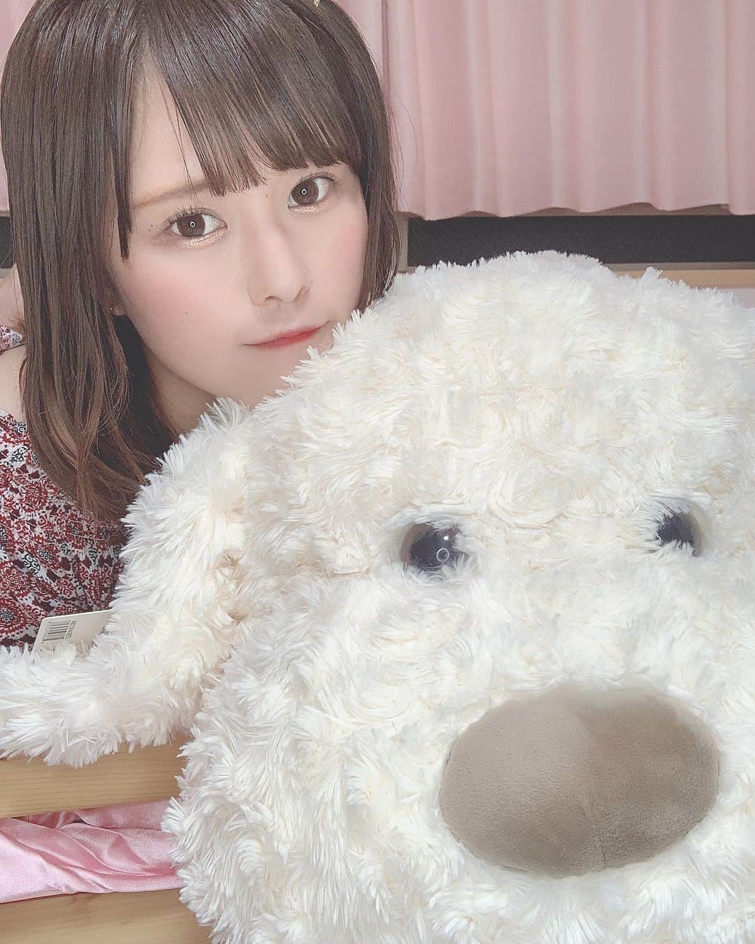 葉月沙耶さんのインスタグラム写真 - (葉月沙耶Instagram)「いぬくんと一緒🐶♡ #犬のいる暮らし #オフショル #ぬいぐるみ #巨大ぬいぐるみ #コストコ #コストコいぬ」6月9日 22時36分 - sayapon_310