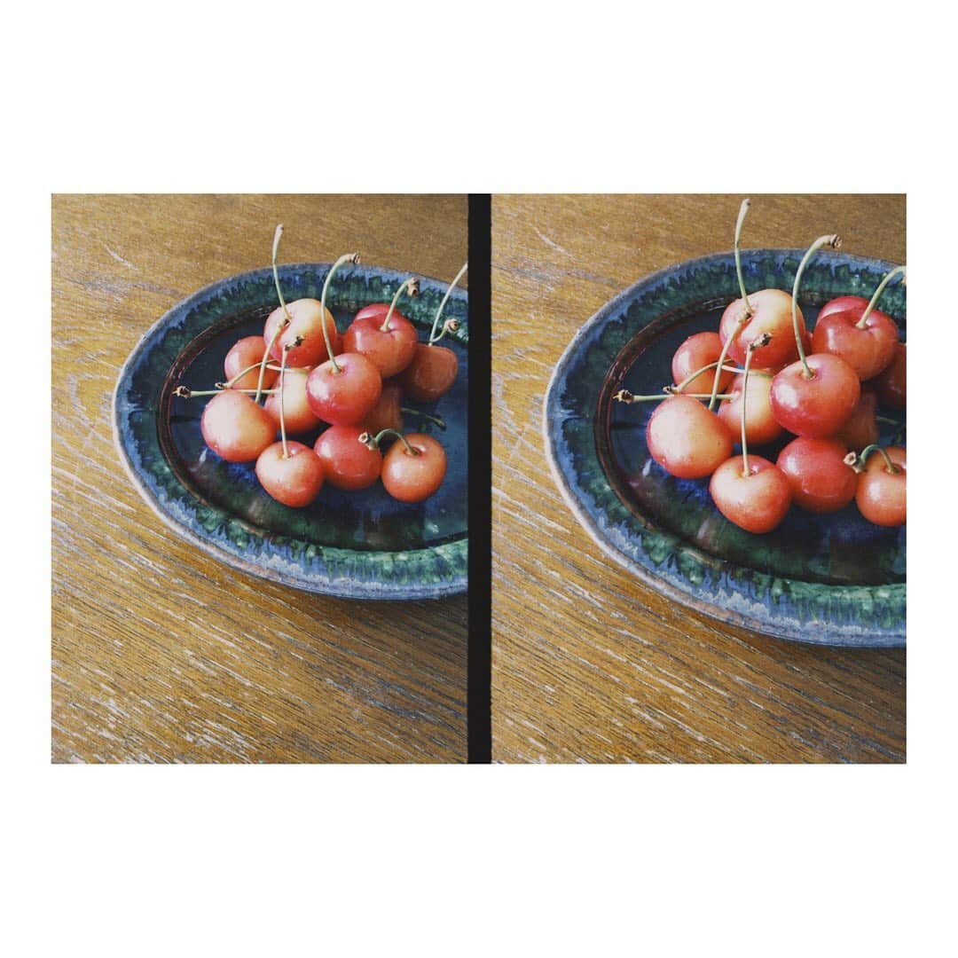 野尻美穂のインスタグラム：「季節ですねぇ🍒 長野のおばちゃんから☺️ つやっつやでかわいい🧡 今週はwaiの撮影もあるから、体力を少しでも付けるのだ💪🏻 #cherryblossom #鉄分補給 #器　は #大沼道行  さんのもの☺️ @sml_nakameguro で買いました☺️」