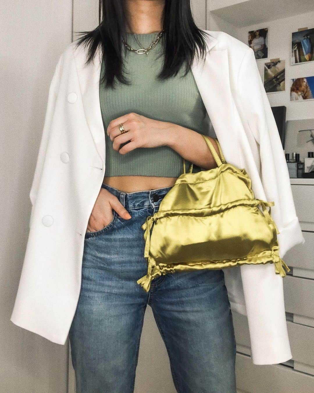 のインスタグラム：「【 #しゅなっぷ 】 . jacket _ @lucepopo_official  tops _ @abeundmor_official  pants _ @gu_for_all_  bag _ @zara . . #服 #私服 #ファッション #コーデ #コーディネート #coordinate #fashion #ootd #outfit #code #春服 #春コーデ #夏服 #夏コーデ」