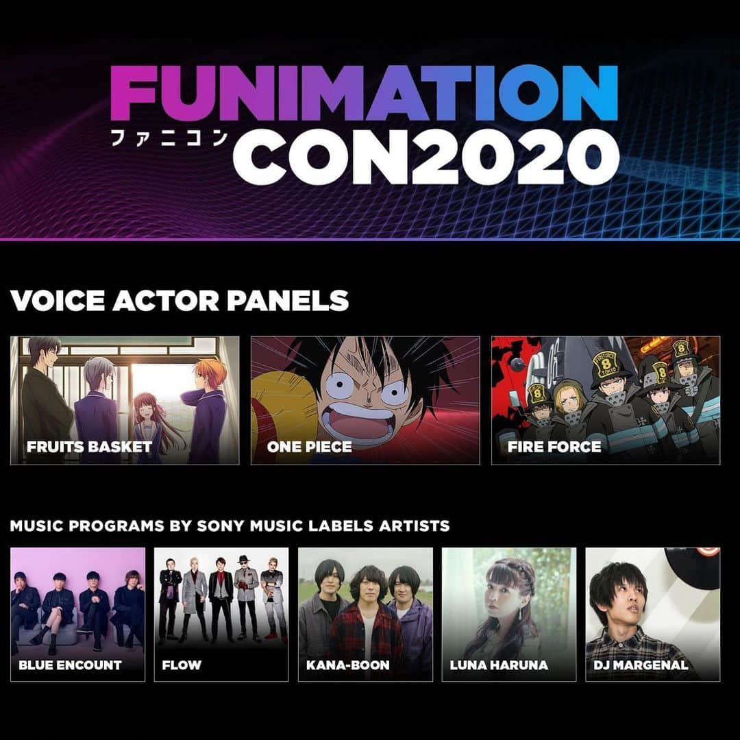 のインスタグラム：「Funimation will be featuring LUNA HARUNA in their 1st ever virtual anime convention July 3-4! "Funimation Con 2020" will stream LUNA's music to english-speaking countries. Registration nowopen for the free two-days virtual convention celebrating anime. ・ Funimation Con 2020 3-4 July, 2020 PST https://www.funimation.com/funimationcon2020/ ・ ＊＊＊＊＊＊＊＊＊＊ ・ 7月3日、4日(LA時間)にオンラインで開催される「Funimation Con 2020」に出演させていただきます🥳 英語圏にお住まいの方はぜひご参加ください🥳🎵 ・ ・ Funimation Con 2020 2020年7月3日-4日 (LA時間) https://www.funimation.com/funimationcon2020/」