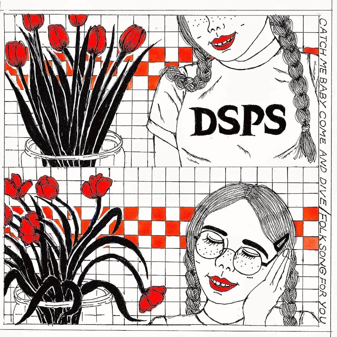 Helmet&Underground RIKOのインスタグラム：「artworks for @dspstw new7"❣多謝💐check #Repost @bigromanticrecords ・・・ ✨✨<New Release>✨✨﻿ ﻿ 台湾のDSPS、今夏を彩る爽やかなポップナンバー「Catch Me Baby Come and Dive」「Folk Song For You」の両A面7インチシングルリリース決定。﻿ ﻿ 今年夏天，DSPS 將帶來沁人心脾的爽朗新作，收錄「Catch Me Baby Come and Dive」、「Folk Song For You」雙A面7吋黑膠即將發行！﻿ ﻿ ・・・・﻿ ﻿ 台湾のインディーポップバンド「DSPS」が7インチシングルリリース決定！バンドの新境地を切り開くリズミカルで心地よい新曲「Catch Me Baby Come and Dive」そしてファンの間でアナログリリースが熱望されていたこちらも爽やかなポップソング名曲「Folk Song For You」の両A面7インチシングルとなります。﻿ ﻿ 將為樂團畫下新一頁的音樂風景、富有絕妙韻律感的舒心曲目「Catch Me Baby Come and Dive」、以及樂迷們眾所盼望「黑膠化」、爽朗輕快的名曲代表作「Folk Song For You」，都將收錄在雙A面七吋新作中。 ﻿ ﻿ ﻿ 💐Trailer 💐﻿ https://youtu.be/3m75EadeRis﻿ ﻿ 💐 more info 💐﻿ http://www.bigromanticrecords.com/post/dsps_7inch_release_2020﻿ ﻿ 💐Cover by @rikohelmetartworks﻿ ﻿ ・・・・﻿ ﻿ 《release info》﻿ ﻿ Artist：DSPS﻿ Title：「Catch Me Baby Come and Dive」/「Folk Song For You」7inch﻿ ﻿ 収録曲：﻿ 表面﻿ 「Catch Me Baby Come and Dive」﻿ 裏面﻿ 「Folk Song For You」﻿ ﻿ 品番：BRRCD-049﻿ 価格：1800yen(税別）﻿ 発売日：2020年7月15日（日本台湾同時発売）﻿ ﻿ ・・・・#rikohelmetcoverart」