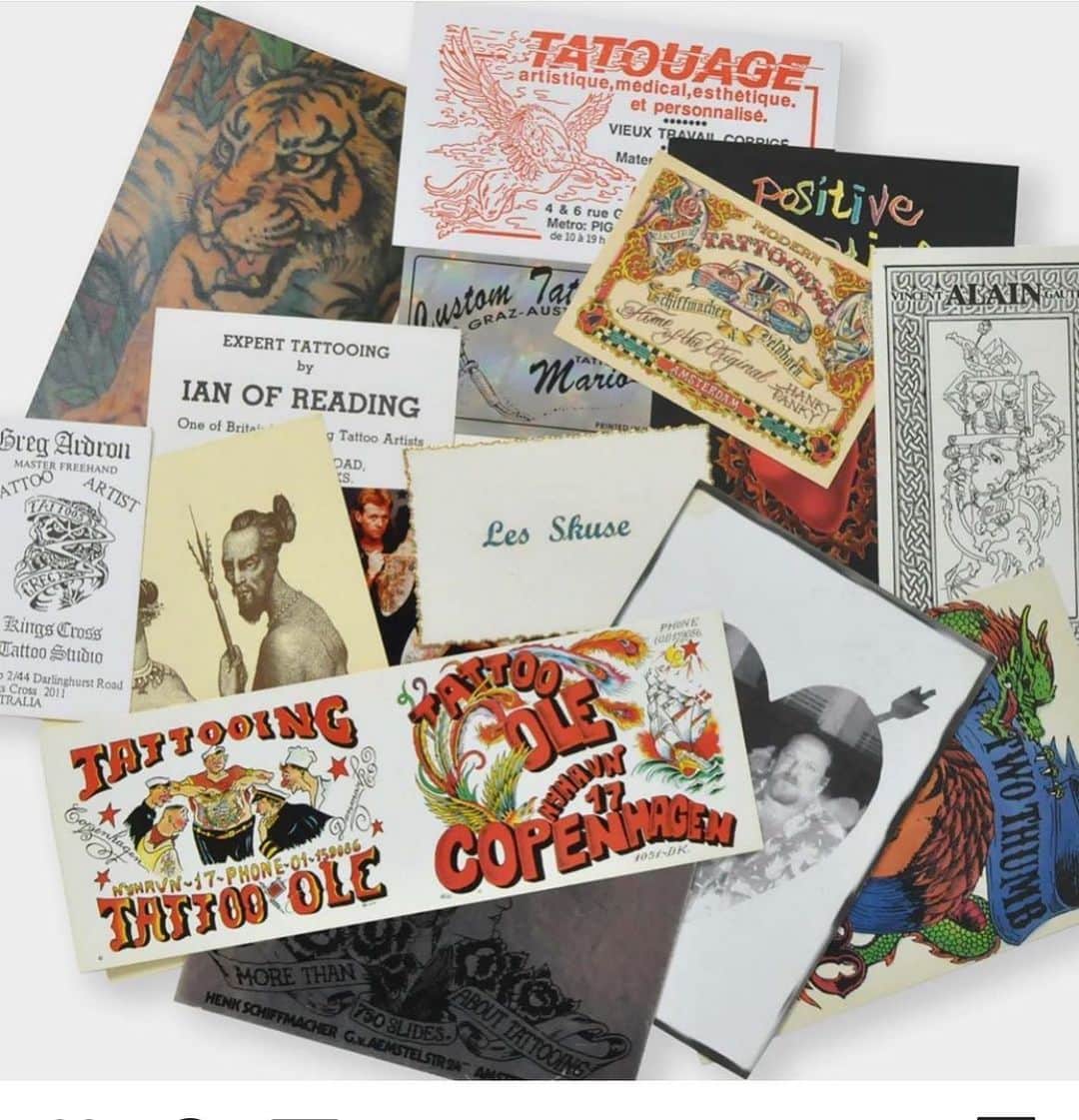 アムステルダム・タトゥー・ミュージアムのインスタグラム：「Dubbel. cards from my collection for sale.@tattoo@ole@bruno le tattooeer@les skuse@bisniscards@schiffmacher tattoo heritage」