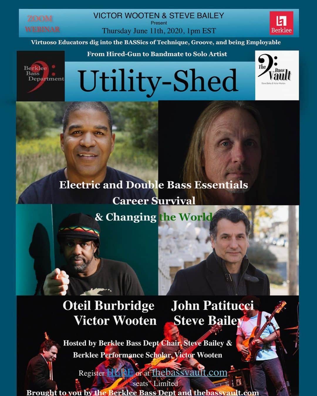 ヴィクター・ウッテンのインスタグラム：「It’s Time! Register Now! https://berklee.zoom.us/webinar/register/WN_KUb8-QZ_QeWpo5bAdMc0bA  #oteilburbridge」