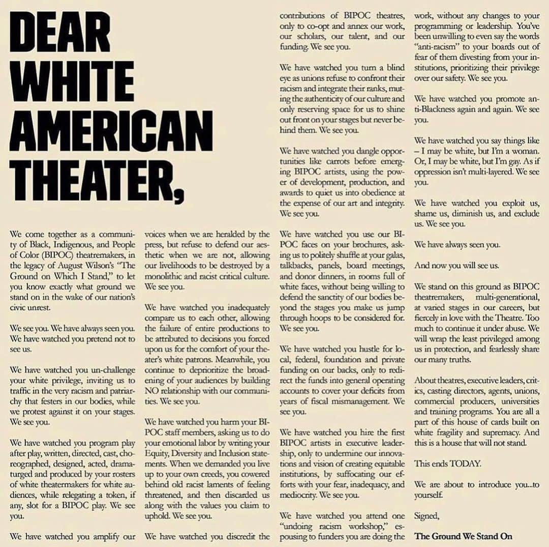 ザカリー・クイントのインスタグラム：「i vow to support BIPOC artists in any and every way i can. these voices are some of the most talented and inspiring theater artists working today. they deserve to be recognized celebrated produced and compensated without reservation. these winds of change WILL carry their stories their voices and their perspectives into our collective creative experience... and we will all be the richer for it. i hear you with respect and humility.」