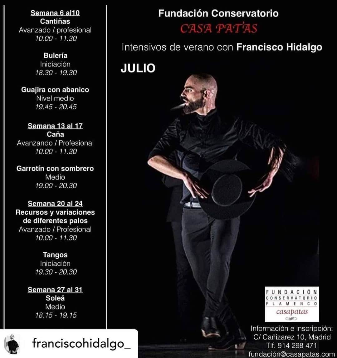 DeFlamenco.comさんのインスタグラム写真 - (DeFlamenco.comInstagram)「Vamos! Bailando todo se lleva mejor!  Posted @withregram • @franciscohidalgo_ Ya tenemos programados los cursos de verano en @fundacioncasapatas de #Madrid . JULIO 2020.  #fundacioncasapatas #flamencomadrid #flamencodancer #flamenco #baileflamenco #franciscohidalgobailaor #verano #comunidaddemadrid #redescena #arte #cultura #movimiento」6月10日 2時04分 - deflamenco