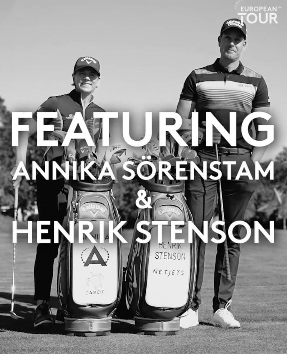 ヘンリク・ステンソンのインスタグラム：「Do not take on @annikas59 in a pitching contest 😧😆 Fun to kick off @CallawayGolfEu #TourTips season 2 with a legend. Watch the full episode on @EuropeanTour IGTV.」