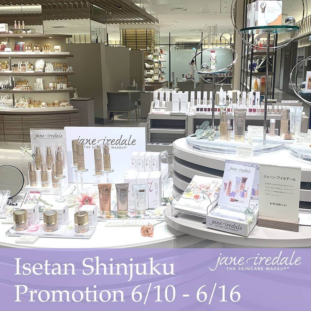 ジェーン・アイルデールのインスタグラム：「プロモーション開催中﻿ ﻿ ／﻿﻿﻿ ジェーン・アイルデール﻿ 伊勢丹新宿店﻿ Wポイント﻿ ＼﻿﻿﻿ ﻿ 6/16までのプロモーションの期間中の1週間は、通常5,500円で1ポイントのところ、2ポイントとなります💝﻿ ﻿ 新商品の目元をきれいにカバーするコンシーラー〈#エンライトゥンプラス 〉、人気のリキッドミネラルとフォーエバーシリーズの特別キットや、この時期に嬉しいUVケアアイテムなどをご紹介いたします。﻿ ﻿ お近くにお越しの際は、ぜひお立ち寄りください🤗﻿ ﻿ ﻿ ﻿ ﻿ ジェーン・アイルデール　伊勢丹新宿店﻿﻿﻿﻿﻿﻿﻿ 新宿区新宿3-14-1﻿﻿﻿﻿﻿﻿﻿ 伊勢丹新宿店　本館地下2階　﻿﻿﻿﻿﻿﻿﻿ ビューティアポセカリー﻿﻿﻿﻿﻿﻿﻿ 直通電話03（3352）1111　大代表﻿﻿﻿﻿﻿﻿﻿ 営業時間：午前11時〜午後7時﻿ ※6月12日（金）までの間、営業時間を短縮いたします。﻿ ﻿ 詳しくは↓をご覧ください。﻿ https://www.isetan.mistore.jp/shinjuku/important_news/importantnews_detail012.html」
