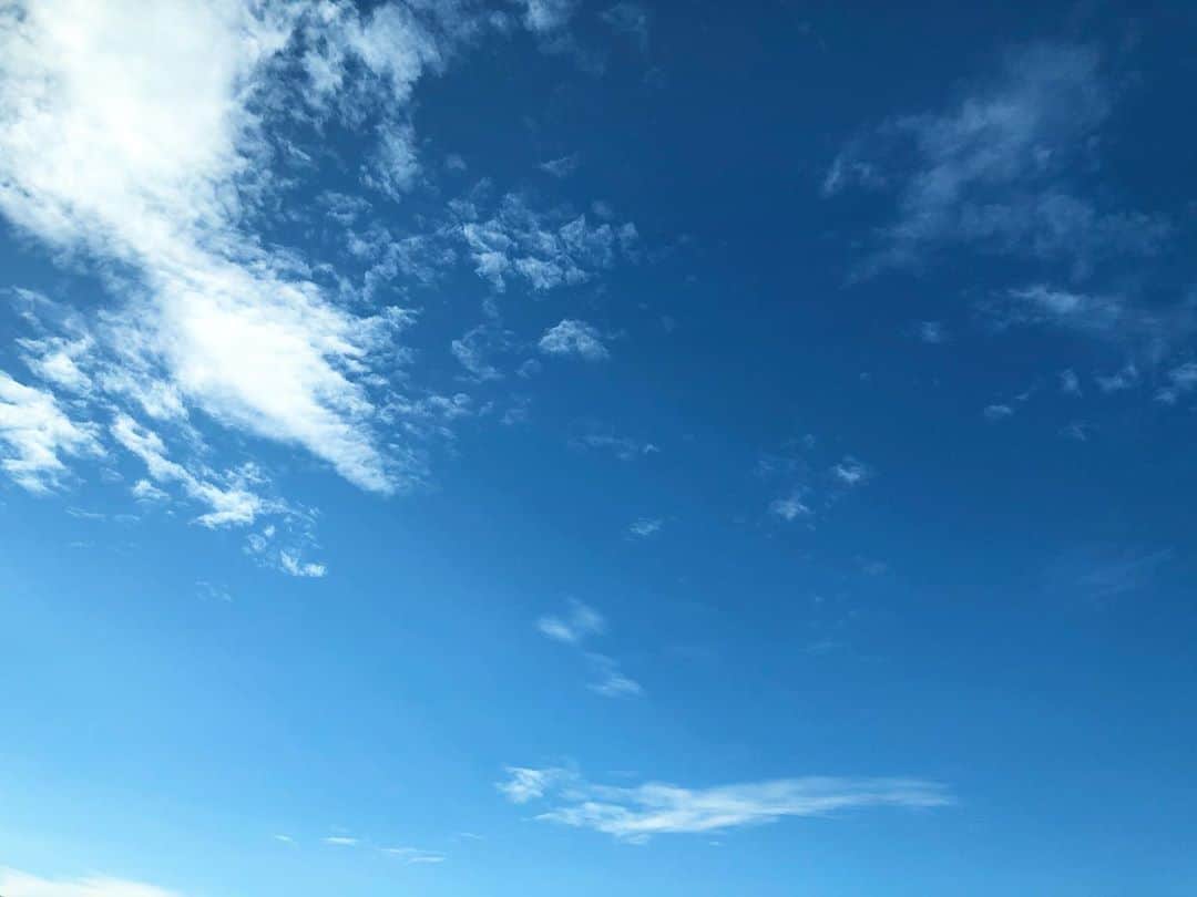 小野恵美のインスタグラム：「明日から梅雨と天気予報が🥺 こんな晴れた空を見られるのは次はいつかな🌿☀️ 今日は窓際で空ばかり見てました✨ 外に出たけど…あっつい！ 涼しい室内が1番😂💦 #空 #青空 #空が好き」