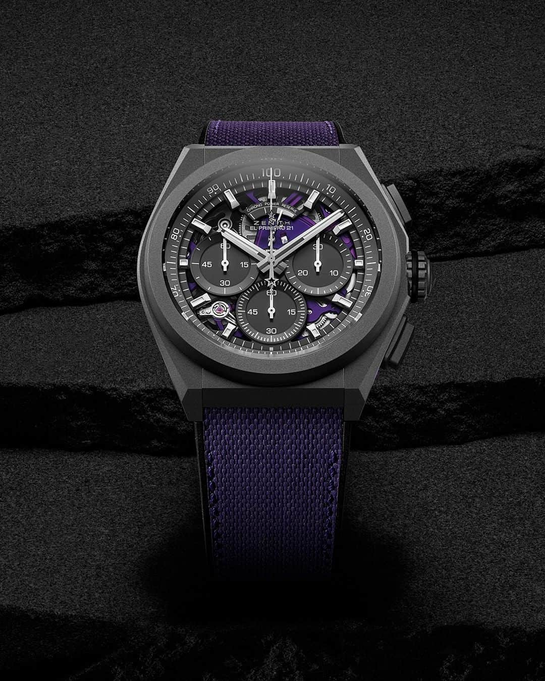 ゼニスさんのインスタグラム写真 - (ゼニスInstagram)「#Ultraviolet: Purple Reign: When the only high-frequency 1/100th of a second automatic chronograph in regular production gets a regal violet makeover, further accentuated by a rugged matte titanium exterior.  #Zenith #ZenithWatches #Watches #Watch #Watchesofinstagram #Watchfam #WatchoftheDay #Luxury #WatchAddict #Watchcollector #Horology #DailyWatch #ElPrimero #Chronograph #Defy21」6月10日 21時00分 - zenithwatches