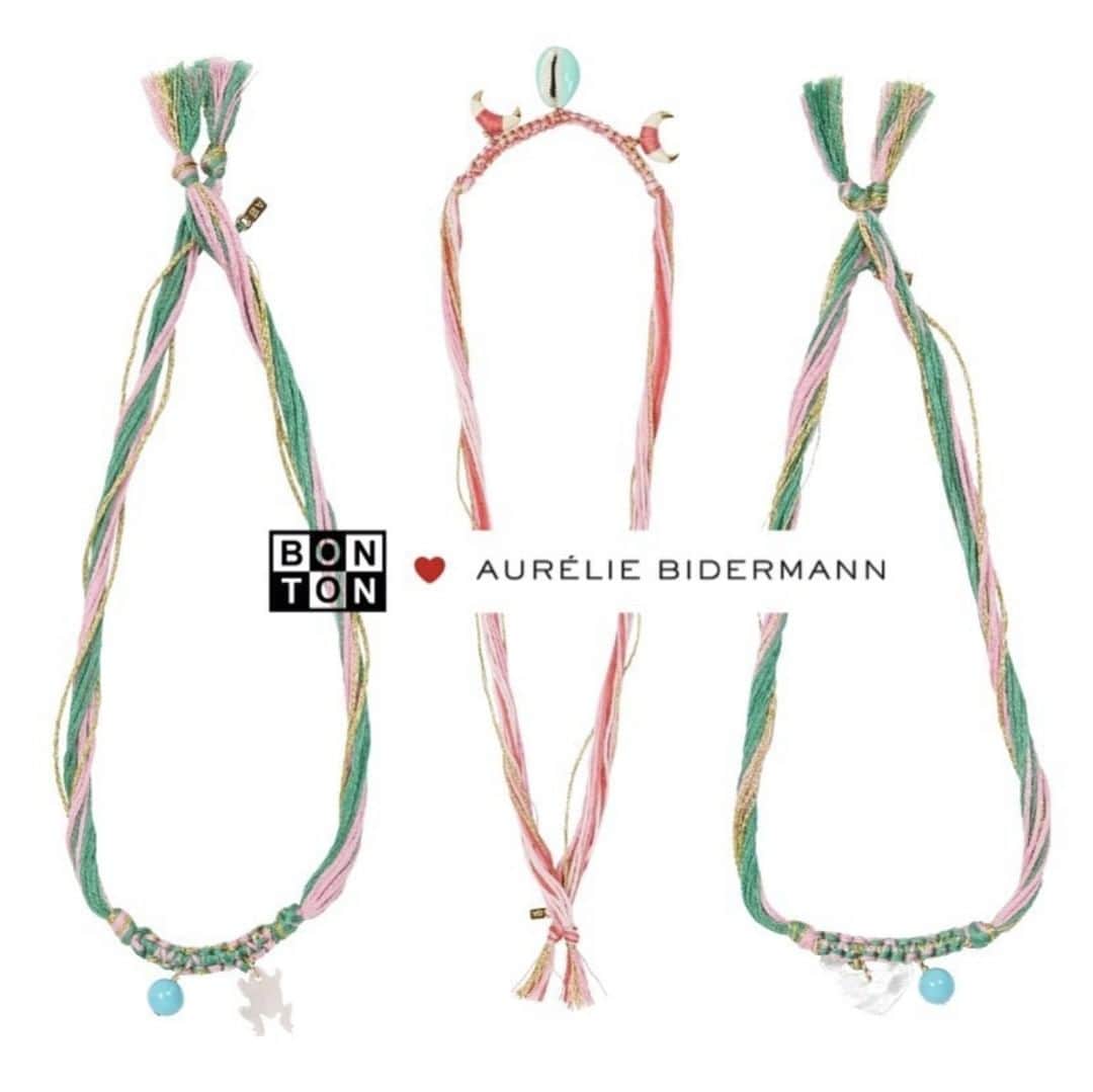 オーレリービダマンのインスタグラム：「Bonton ❤️ Aurélie Bidermann @bonton et Aurélie Bidermann s'unissent pour créer une collection inédite de bijoux inspirée des couchers de soleil de Tahiti ☀️🌴 Disponible sur bonton.fr et en boutique #bontonlovesaureliebidermann」