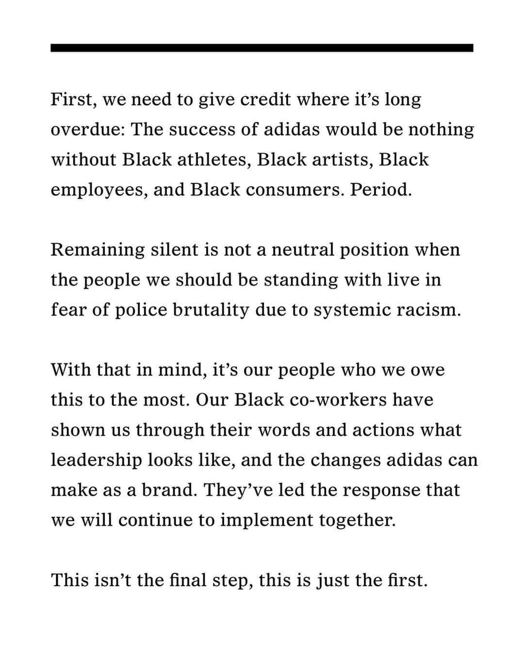 adidasさんのインスタグラム写真 - (adidasInstagram)「This is our commitment to the Black community, and the world. We can change, and we will. This is just the start.」6月11日 4時30分 - adidas