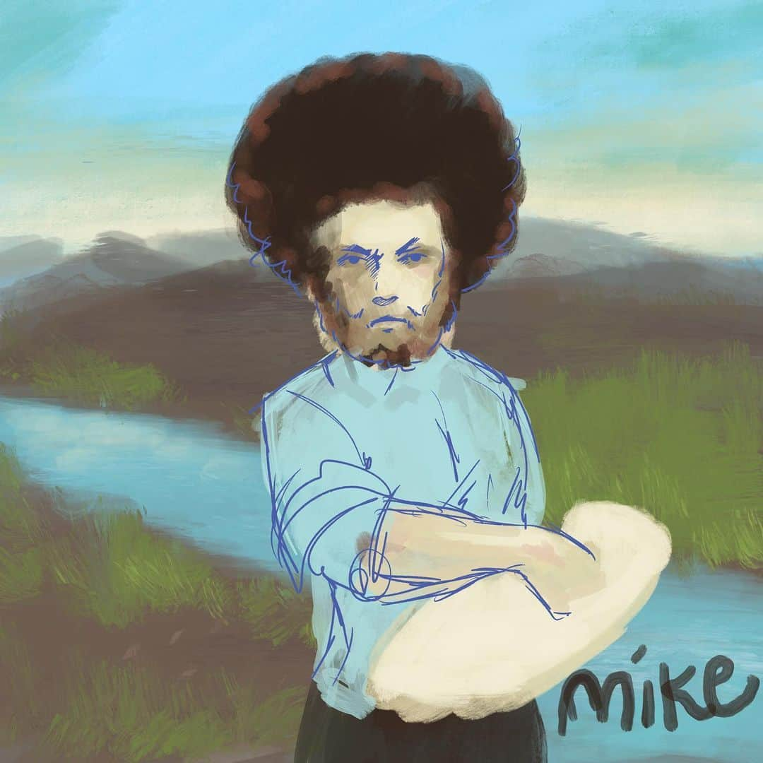 マイク・シノダさんのインスタグラム写真 - (マイク・シノダInstagram)「Drawings from the live stream today: female version of the villain from my video for “fine,” a tough Bob Ross, a fan’s dog, a corny 90s graffiti tag, panda and cat hugging, and fairy on a daisy. Color the villain girl!」6月11日 6時01分 - m_shinoda