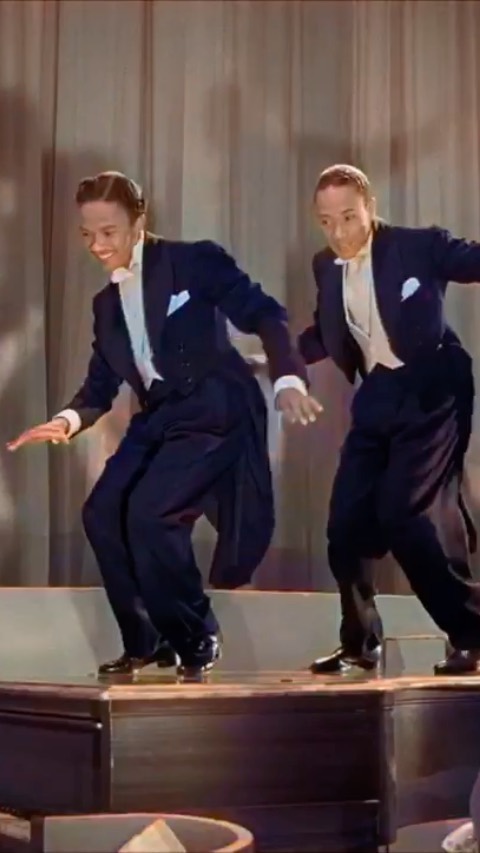 Nika Kljunのインスタグラム：「NOW THIS IS EXCELLENCE!! Raw, precise, and pure fun! It’s the Nicholas Brothers! - Fayard and Harod 🙌🏼. TRUE legends. Their careers spanned more than six decades - they remain one of the most beloved and respected teams in dance history! ❤️🏆 . The Nicholas Brothers were famous for a style called “Flash Dancing”, which combines tap with acrobatics! Here they are, performing in “Jumpin Jive”, a musical number featured in the 1943 film, “Stormy Weather”! (Originally, the film was in black and white - this version has been colorized). . Believe it or not, the Nicholas Brothers were never formally trained! Their natural talents were discovered by Hollywood as teens, in the 20s. After they were discovered, they were taught by George Balanchine - (an absolute ballet legend), which is why they appear to be trained in ballet 😊 . They continued to perfect their craft and develop new skills/learn new stunts as they continued throughout their careers. They have done it all - Broadway, film, television, live performances, international tours...notably, they have even taught masterclasses at Harvard, worked with Bob Fosse and Gene Kelly, and trained Michael and Janet Jackson. . The brothers became popular during the Harlem Renaissance (An African-American cultural, artistic, and social movement which started in the 1920s in Harlem and truly revolutionized the perception of black America by white Americans). Combining talent with sophistication, they were major figures for the black community for this revolutionary period. . Unfortunately, they were never able to star in their own movie, as their race made them a “novelty” act in Hollywood, which is one of the reasons why they are somewhat unknown today. . Despite facing racism, they were able to pave long, impactful, and legendary careers for themselves. In 1994, the Hollywood Walk of Fame honored them with their own star ⭐️ . FOREVER AN INSPIRATION!!! #nicholasbrothers #legendsliveforever #blackculturematters #inspirationdaily #tapdance #tapdancer #dancehistory #impactinglives」