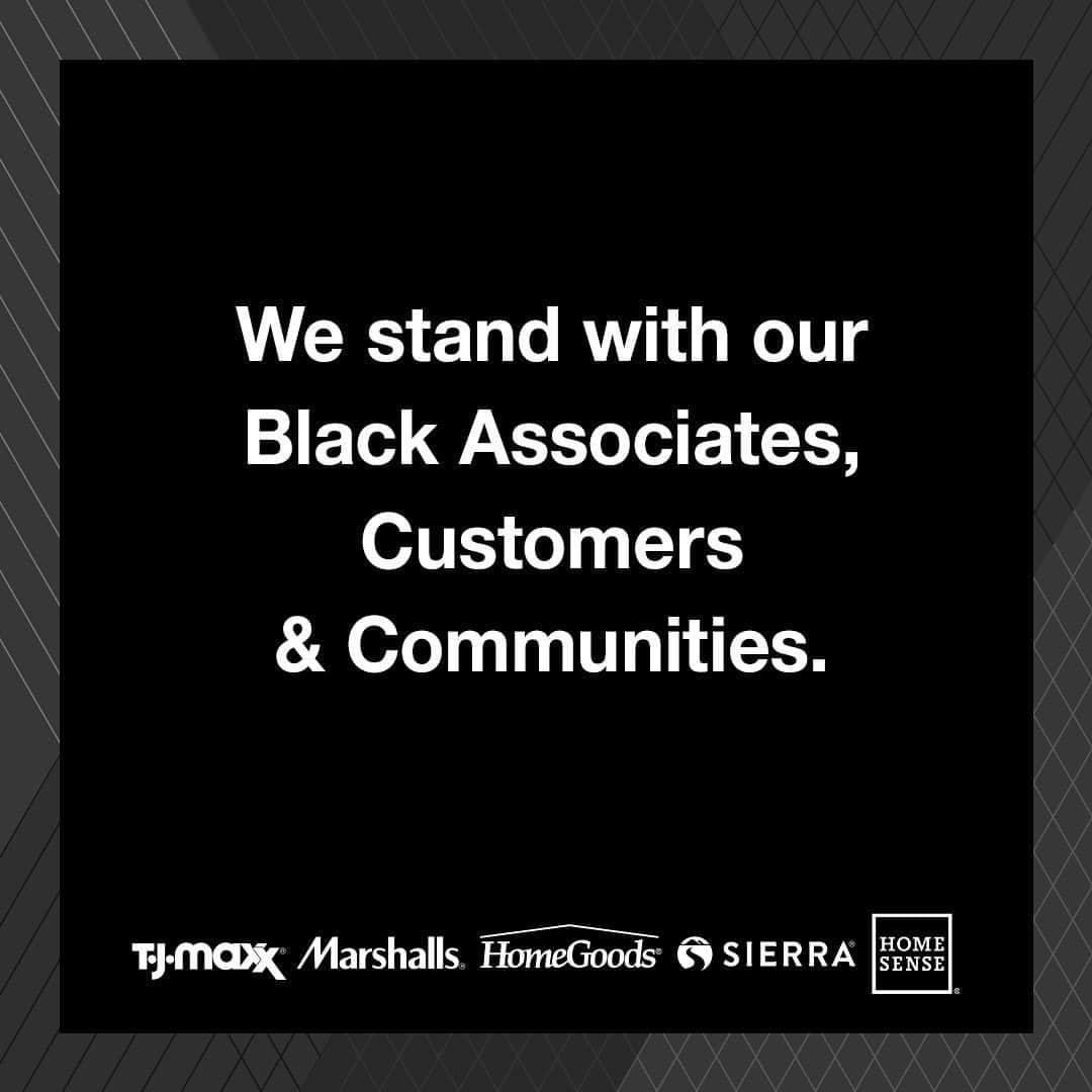のインスタグラム：「We stand against racial injustice. We are committed to listening, learning, and taking action to make a difference. Inclusion and diversity are priorities for TJX, but we know we can do more, and we will.」