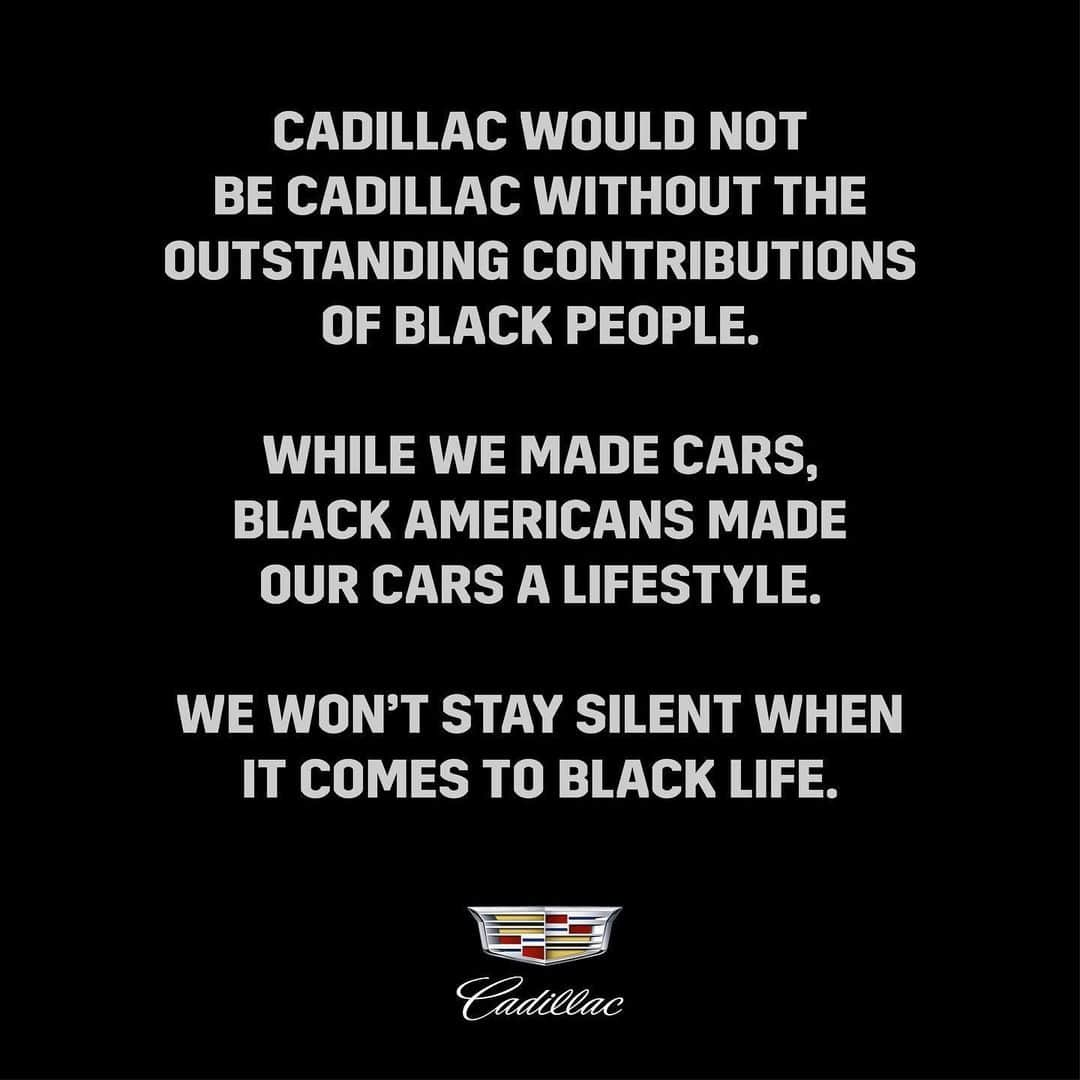 キャデラックのインスタグラム：「We recognize that we can do more than what we’ve done in the past. So much more…⁣⁣⁣ ⁣⁣ We’ve spent the past week questioning and listening to better understand the pervasiveness of racial injustice and the predictive and cyclical nature of society’s response. One that often brings momentary awareness and rightful outrage but just as often, fails to produce lasting change. Clearly, this time it’s different. In this watershed moment, it was important our reflections drive to action.⁣⁣⁣ ⁣⁣ Last week, our company chose to take action with commissioning an Inclusion Advisory Board of both internal and external leaders. In addition, @generalmotors designated $10 million to support organizations who promote inclusion and justice. An initial $1 million will go to the NAACP Legal Defense and Education Fund.⁣⁣⁣ ⁣⁣ We also recognize we’re only getting started. Make no mistake, Cadillac will continue to take action. We are impatient to affect change, not interested in symbolic gestures. We are driven by this moment. We are reminded to make a new difference in our service to the Black Community… Always. In All Ways.」