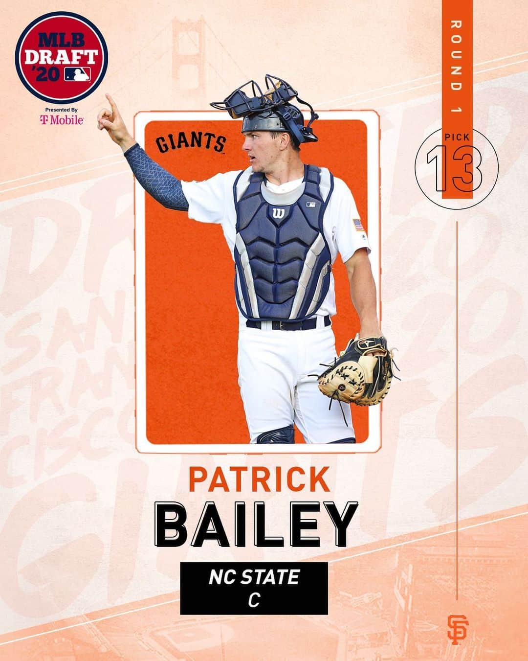 サンフランシスコ・ジャイアンツさんのインスタグラム写真 - (サンフランシスコ・ジャイアンツInstagram)「With the 13th pick in the 2020 #MLBDraft, the #SFGiants select:  Patrick Bailey, Catcher from NC State」6月11日 10時07分 - sfgiants