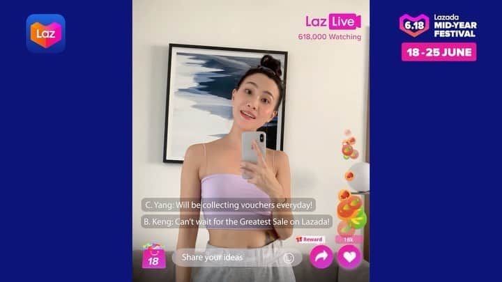 ソニアのインスタグラム：「Tag someone who can’t stop online shopping 💜 CC: @chantelbaysy @karisakaleido @chriskhong @victorianeo 🤣 . You cannot miss the Lazada Mid Year Festival - it’s possibly the greatest sale in SG from 18th to 25th June so start shopping now! Click the link in my bio 🦋 .  #10MillionVouchers  #LazadaSGGreatestSale  #LazadaSG  #NOFOMO #Lazada #LazadaMidYearSale」