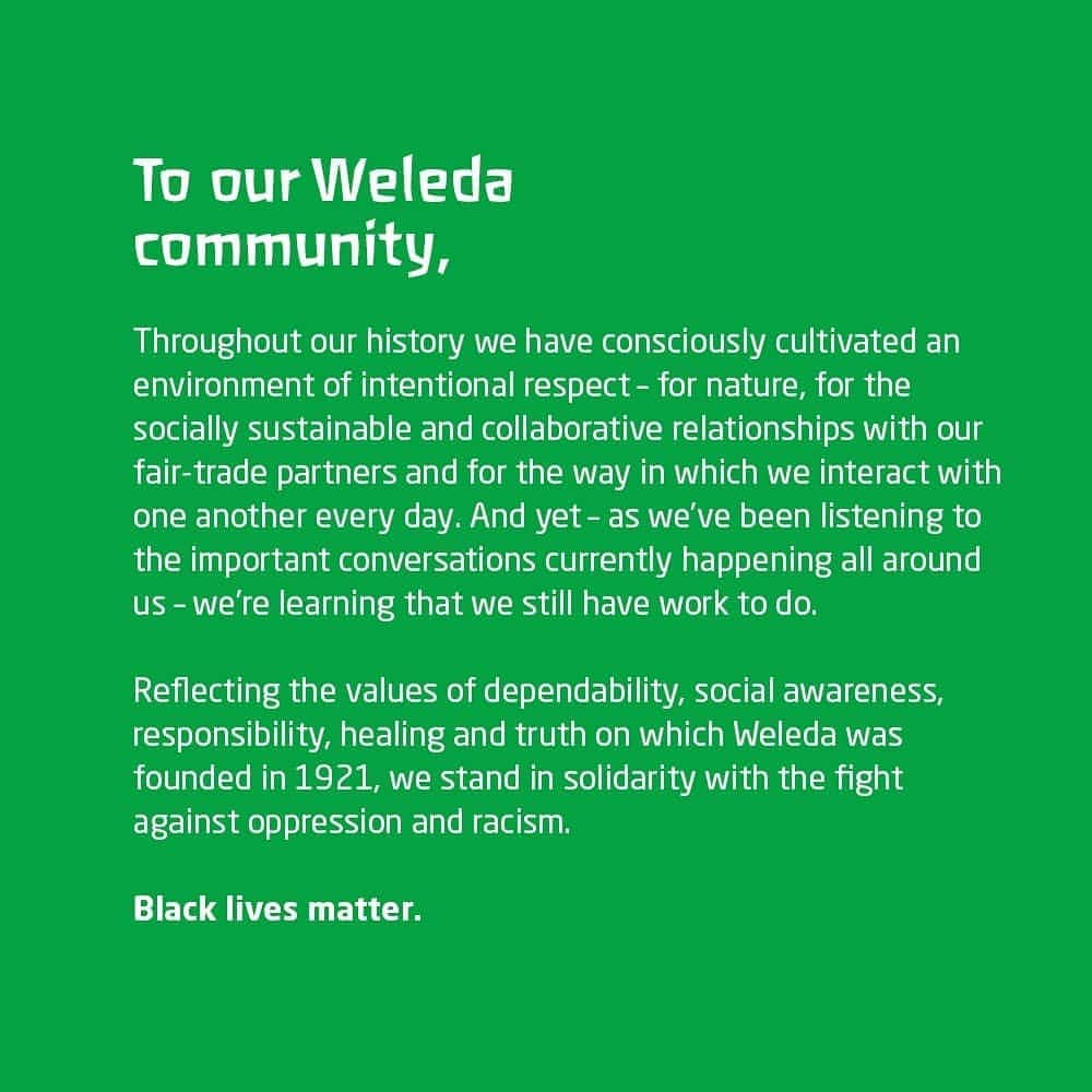 Weledaさんのインスタグラム写真 - (WeledaInstagram)「A Message of Solidarity from our CEO. #PullUpforChange」6月11日 22時13分 - weleda_usa