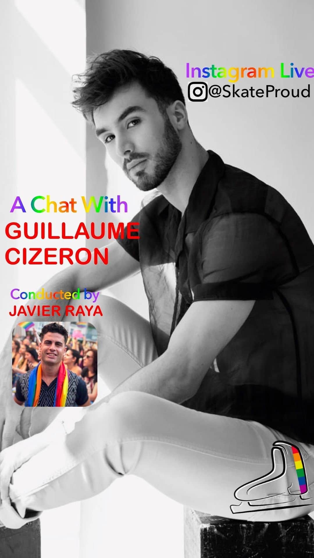 ハビエル・ラジャのインスタグラム：「Eng 🇬🇧 . The first @SkateProud chat with @guillaume_cizeron was a very much needed conversation, to hear his story, to learn from him and other figure skaters  To take a step forward into making Figure Skating a better and more inclusive sport, to respect and support one another  It’s time that big institutions such as federations, @isufigureskating  @olympics , make a clear statement onwards the LGBTQ+ community  Recent episodes such as the hateful words from Yagudin towards @adaripp and our community is unacceptable and we need to stop it NOW.  We need to take action and we need your support  Be Proud. Skate Proud . . Esp 🇪🇸 Aquí tenéis el primer chat the @SkateProud con @guillaume_cizeron  Una conversación muy necesaria para escuchar su historia y aprender de él y de otros patinadores.  Para tomar un paso adelante y conseguir que el patinaje sobre hielo sea un deporte mejor y más inclusivo, donde nos ayudemos y respetemos los unos a los otros  Este es el momento en el que las grandes instituciones del deporte como federaciones, ISU, comités, se tienen que volcar y demostrar un claro apoyo al colectivo LGTBI+  Los episodios recientes de Yagudin y sus desafortunadas palabras de odio hacia Adam Rippon y a la comunidad es inaceptable y tenemos que hacer que pare AHORA.  Tenemos que tomar acción y necesitamos tu apoyo  Patina con orgullo ⛸🏳️‍🌈 . . . Muchas gracias a @legahielo por los subtítulos y la edición 🤗  @teamcanada @skate_canada @theskatinglesson @rockerskating @oniceperspectives @outsports @shangaycom @yunussportshub」