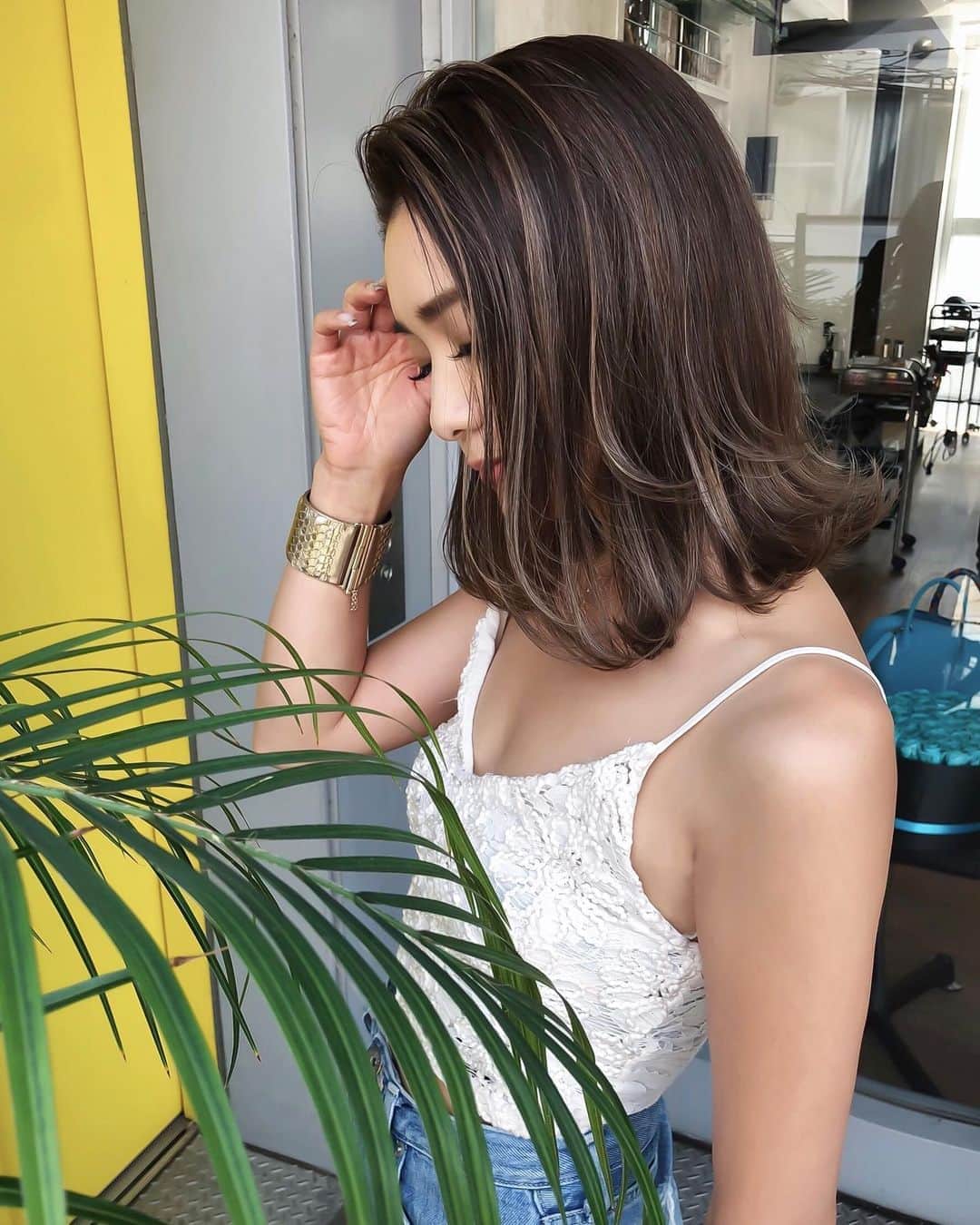 谷口紗耶香のインスタグラム：「newhair🌴 ハイライト足して、colorしてきた！ ・ @ryuji.1025  @beautiful__harajuku  いつもありがと🤍」