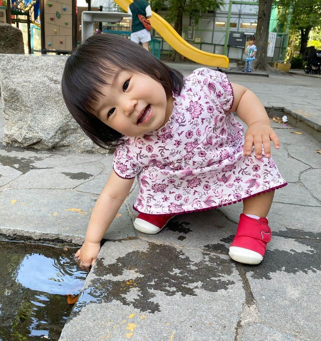 庄司ゆうこさんのインスタグラム写真 - (庄司ゆうこInstagram)「今日でももちゃん1歳2か月🤗 朝と夕方に公園に散歩行くので私もももちゃんも日焼けしまくり😂日焼け止め塗っても塗っても効かない😢 とにかく体力が凄くてついていくのに大変😂 ここ最近、仕事もガッツリやってるので時間が足りなーい😂 そして今日はママ友みゆきちゃんとMLBカフェでランチ💓そのあとは児童館へ✨バッタリふみかちゃんにも会えた🤗梅雨入りしちゃったから雨降ったら公園行けないし、しばらく児童館ばっかになりそうだ、、😂 #1歳2ヶ月#ももちゃんです🤗#女の子ママ#恵比寿ランチ#mlbカフェ#児童館#影丘の家#ママ友#子供のいる暮らし」6月11日 17時38分 - yuko.shoji