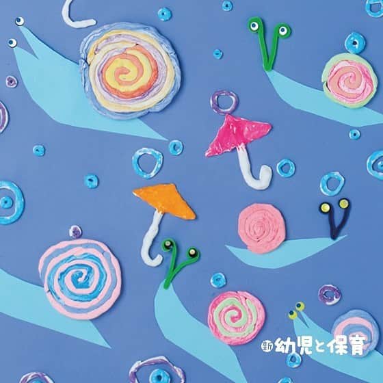 Hoiclue ほいくる さんのインスタグラム写真 Hoiclue ほいくる Instagram 好きな色をつけた軽量粘土で楽しむ 手作りのぐるぐるかたつむり いろいろな色を混ぜてみたり たくさんぐるぐると巻いて 大きなかたつむりを作ってみたり これからの梅雨の