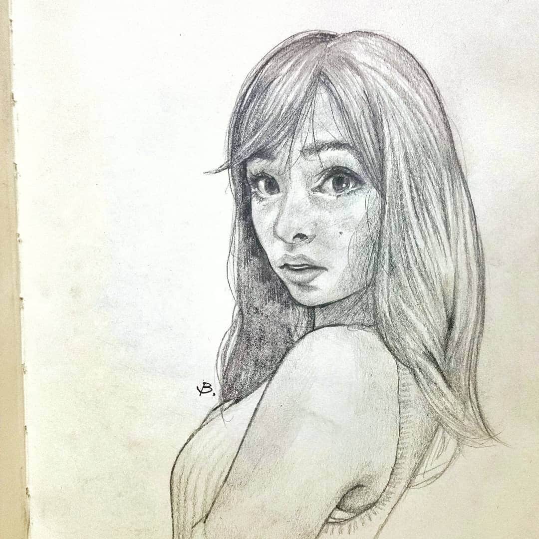 Toshiのインスタグラム：「‎⋆ 【 Seina Tsurumaki / 鶴巻星奈 】 #artwork#art#drawing#絵#illustration#イラスト#art#artwork#sketch#pencil#pencildrawing#sketchbook#mechanicalpencil#鉛筆画」