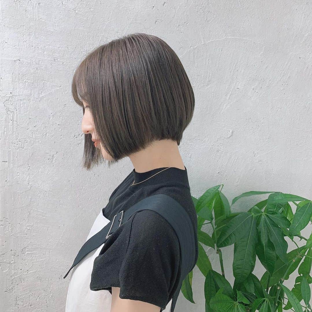 石井陽菜さんのインスタグラム写真 - (石井陽菜Instagram)「﻿ ﻿ ﻿ 髪の毛切りました〜💇‍♀️﻿ ﻿ ﻿ 1ヶ月半切ってなかったので伸びてたけど ショートボブ復活です✌︎﻿ ﻿ ﻿ ﻿ ﻿ そしてプレミアム水素トリートメントもしてもらいました🧚🏻﻿ ﻿ とってもサラサラになります◎﻿ ロングヘアーの時にも出会いたかった…﻿ ﻿ ﻿ ﻿ ﻿ @shige.hair さんいつもありがとうございます﻿🍃 ﻿ ﻿ ﻿ #ショートボブ#グレージュ#シースルーバング」6月11日 20時04分 - ishii__haruna