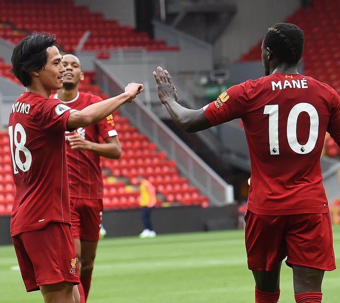 のインスタグラム：「. 南野拓実、練習試合で1G1A😄 . 📷Photo by John Powell/Liverpool FC via Getty Images . #南野拓実 #TakumiMinamino #リヴァプール #LFC #liverpool #ynwa #プレミアリーグ #premierleague  #サッカー #Football #サッカーキング #⚽️」