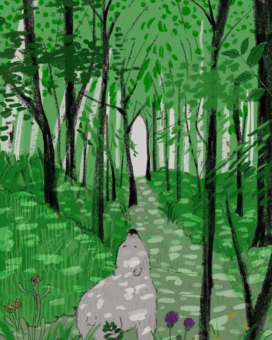 momoroさんのインスタグラム写真 - (momoroInstagram)「さわさわさわ #green#forest #森#自然#illustration #momoro#ももろ#イラスト」6月12日 7時34分 - momoro6666